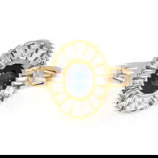 18K YELLOW GOLD DIAMOND & SAPPHIRE COCKTAIL RING: 18K YELLOW GOLD DIAMOND & SAPPHIRE COCKTAIL RING 18k Yellow Gold Diamond & Sapphire Cocktail Ring Description This is an elegant oval shape cocktail ring, it is crafted from 18k yellow gold featuring