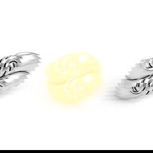 MARINA B 18K YELLOW GOLD DOUBLE STACK YING YANG STYLE CONTOUR RING SIZE 6.5: MARINA B 18K YELLOW GOLD DOUBLE STACK YING YANG STYLE CONTOUR RING SIZE 6.5 This lovely double contour stack band ring is by designer Marina B. It is crafted from 18k yellow gold with a polished