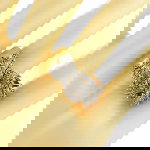 ESTATE 1.00CT DIAMOND 14K TWO TONE GOLD WEAVE BAND RING SIZE 7 LIQUIDATION: ESTATE 1.00CT DIAMOND 14K TWO TONE GOLD WEAVE BAND RING SIZE 7 LIQUIDATION Estate 1.00ct Diamond 14k Two Tone Gold Weave Band Ring Size 7 LIQUIDATION Description This lovely retro era ring is crafted