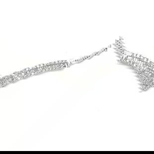 DIAMOND GOLD V NECKLACE 1.70CT 14K WHITE GRADUATED PENDANT FLAT CHAIN: Elevate your jewelry collection with this exquisite diamond gold V 14k white gold necklace. It features a striking look with natural white diamond set in an elegant wide spread V shape with round