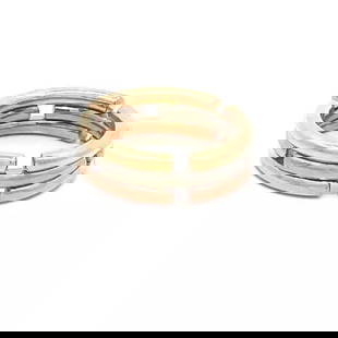 BVLGARI COLLAPSIBLE GOLD RING 18K TRI-COLOR 3-ROW: BVLGARI COLLAPSIBLE GOLD RING 18K TRI-COLOR 3-ROW From the Collapsible Collection by Bulgari, this 3-row band ring is crafted from 18k yellow, rose and white gold is in polished finish and each band i