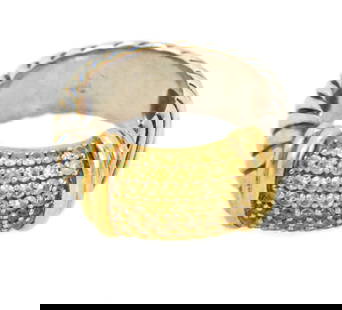 DAVID YURMAN RING 1.50CT YELLOW SAPPHIRE 925 SILVER 18K GOLD: DAVID YURMAN RING 1.50CT YELLOW SAPPHIRE 925 SILVER 18K GOLD David Yurman 1.50ct Yellow Sapphire 925 Silver 18k Gold Ring - LIQUIDATION! Description This cable band ring is authentic from David Yurman