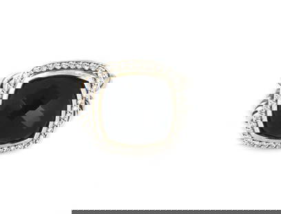 DAVID YURMAN ALBION DIAMOND ONYX STERLING 18K GOLD CABLE RING LIQUIDATION: DAVID YURMAN ALBION DIAMOND ONYX STERLING 18K GOLD CABLE RING LIQUIDATION David Yurman Albion Diamond Onyx Sterling 18k Gold Cable Ring LIQUIDATION Description This lovely authentic ring is by David