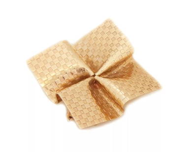 RETRO 14K YELLOW GOLD FANCY SQUARE BROOCH - LIQUIDATION: RETRO 14K YELLOW GOLD FANCY SQUARE BROOCH - LIQUIDATION Retro 14k Yellow Gold Fancy Square Brooch - LIQUIDATION Description This is a lovely authentic 1950's brooch from Tiffany & Co. It is crafted