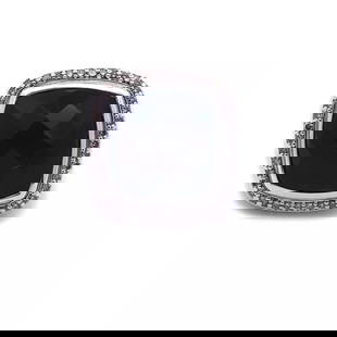 DAVID YURMAN ALBION RING DIAMOND ONYX STERLING SILVER: DAVID YURMAN ALBION RING DIAMOND ONYX STERLING SILVER David Yurman Albion Diamond Onyx Sterling Silver Ring Description This lovely authentic ring is by David Yurman from the Albion Collection, it is