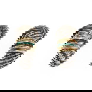 DAVID YURMAN EMERALD 925 SILVER 14K YELLOW GOLD SHRIMP EARRINGS LIQUIDATION: David Yurman Emerald 925 Silver 14k Yellow Gold Shrimp Earrings LIQUIDATION Description This is a lovely authentic pair of earrings by David Yurman from the Shrimp collection. The are crafted from