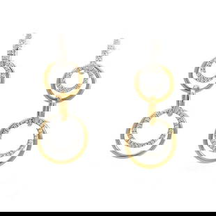 DIAMOND CHANGEABLE EARRINGS 18K DOUBLE STYLE GOLD HOOP LINKS DANGLE HIGH FASHION: DIAMOND CHANGEABLE EARRINGS 18K DOUBLE STYLE GOLD HOOP LINKS DANGLE HIGH FASHION These gorgeous fashionable earrings are crafted from 18k yellow and white gold. It a changeable double style drop dangl