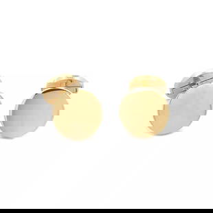 CARTIER VINTAGE GOLD CUFFLINKS 18K YELLOW DOUBLE SIDE BUTTON STYLE: CARTIER VINTAGE GOLD CUFFLINKS 18K YELLOW DOUBLE SIDE BUTTON STYLE This elegant and handsome pair of cufflinks are by Cartier crafted from 18k yellow gold with a high polished finish featuring smooth
