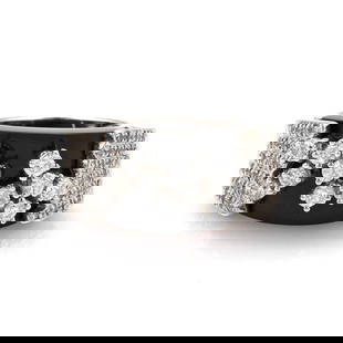 DIAMOND & ONYX GOLD RING 14K WHITE SIZE 8.75 SONIA B: DIAMOND & ONYX GOLD RING 14K WHITE SIZE 8.75 SONIA B The Diamond & Onyx Gold Ring by Sonia B is a stunning piece of fine jewelry crafted with natural white diamonds and onyx stones set in 14k white