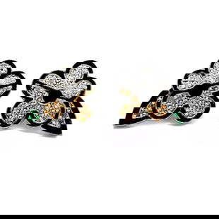 BRIOTTO X OC DIAMOND GOLD STUD EARRINGS FLORAL ENAMEL GEMS 18K WHITE: BRIOTTO X OC DIAMOND GOLD STUD EARRINGS FLORAL ENAMEL GEMS 18K WHITE This is a lovely pair of contemporary diamond and genuine gemstones floral stud earrings by designer Romero Britto from Orianne Col