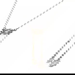 VICTORIAN OLD MINE & ROSE CUT DIAMOND PLATINUM 18K GOLD PENDANT & CHAIN: VICTORIAN OLD MINE & ROSE CUT DIAMOND PLATINUM 18K GOLD PENDANT & CHAIN Victorian Old Mine & Rose Cut Diamond Platinum 18k Gold Pendant & Chain Description This is a lovely Victorian pendant necklace,