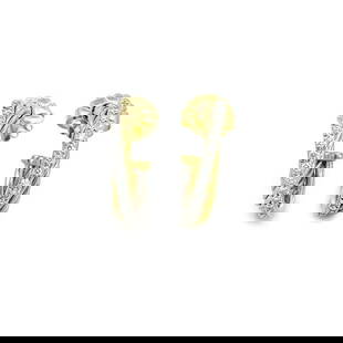 DAVID YURMAN DIAMOND 18K TWO TONE GOLD CABLE CROSSOVER HOOP EARRINGS: DAVID YURMAN DIAMOND 18K TWO TONE GOLD CABLE CROSSOVER HOOP EARRINGS This chic authentic pair of earrings are from David Yurman, they are crafted from 18k yellow and white gold with a polished finish