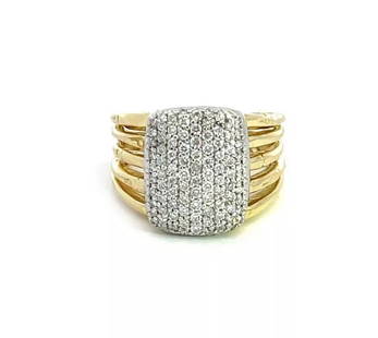 JOHN HARDY DIAMOND 18K GOLD 17 BAMBOOS SPLIT SHANK RING SIZE 7: JOHN HARDY DIAMOND 18K GOLD 17 BAMBOOS SPLIT SHANK RING SIZE 7 This gorgeous authentic ring is by John Hardy from his Bamboos Collection, it is crafted from 18k yellow and white gold featuring a recta