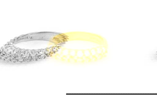 JOSE HESS 18K YELLOW GOLD 1.30CT 2 ROW DIAMOND DESIGNER BAND: JOSE HESS 18K YELLOW GOLD 1.30CT 2 ROW DIAMOND DESIGNER BAND Jose Hess 18K Yellow Gold 1.30ct 2 Row Diamond Designer Band This authentic Jose Hess piece is finely crafted from solid 18k yellow gold. I