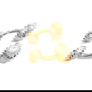 CARTIER 18K GOLD CUFFLINKS LOVE KNOT TRI-COLOR STUD STYLE: CARTIER 18K GOLD CUFFLINKS LOVE KNOT TRI-COLOR STUD STYLE This is an authentic pair of cufflinks by Cartier from the Trinity Collection featuring the love knot design crafted from 18k yellow, pink and
