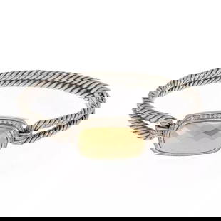 DAVID YURMAM CABLE BRACELET NOBLESSE 18K GOLD STERLING SILVER DOUBLE BAND: DAVID YURMAM CABLE BRACELET NOBLESSE 18K GOLD STERLING SILVER DOUBLE BAND David Yurman Noblesse Diamond 18k Gold 925 Silver Double Cable Band Bracelet Description This chic authentic bracelet is by Da