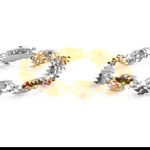 MULTI-COLOR GEMSTONES GOLD BRACELET OVAL LINK ART NOUVEAU: MULTI-COLOR GEMSTONES GOLD BRACELET OVAL LINK ART NOUVEAU This Multi-Color Gemstones Gold Bracelet features an Art Nouveau design with oval link accents. The bracelet is crafted with 18k yellow gold a