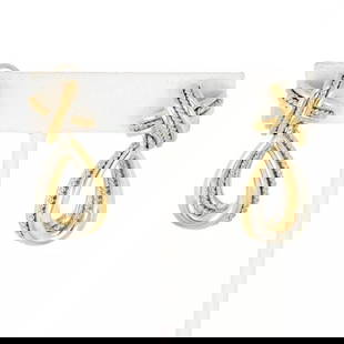 TIFFANY & CO. GOLD EARRINGS STERLING 18K YELLOW X CROSSOVER LOOP DANGLE: TIFFANY & CO. STERLING 18K YELLOW GOLD CROSSOVER LOOP DANGLE EARRINGS Tiffany & Co. Sterling 18k Yellow Gold Crossover Loop Dangle Earrings Description This is an authentic pair of earrings from Tiffa