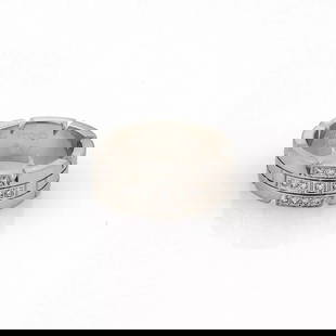 CARTIER TANK FRANCHAISE DIAMOND 18K WHITE GOLD BAND RING SIZE EU 47-US 4: CARTIER TANK FRANCHAISE DIAMOND 18K WHITE GOLD BAND RING SIZE EU 47-US 4 Cartier Tank Franchaise Diamond 18k White Gold Band Ring Size EU 47-US 4 This is a lovely authentic band ring by Cartier from t