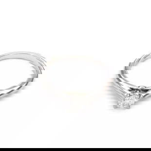 CARTIER 0.18CT DIAMOND SOLITAIRE PLATINUM ENGAGEMENT RING SIZE 45 W/GIA: CARTIER 0.18CT DIAMOND SOLITAIRE PLATINUM ENGAGEMENT RING SIZE 45 W/GIA Cartier 0.18ct Diamond Solitaire Platinum Engagement Ring Size 45 w/GIA Description This elegant authentic engagement ring is fr