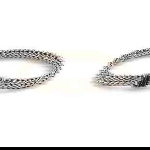 JOHN HARDY BLACK SAPPHIRE STERLING SILVER 6.5MM WOVEN LINK BRACELET: JOHN HARDY BLACK SAPPHIRE STERLING SILVER 6.5MM WOVEN LINK BRACELET John Hardy Black Sapphire Sterling Silver 6.5mm Woven Link Bracelet Description A lovely authentic bracelet from designer John Hardy