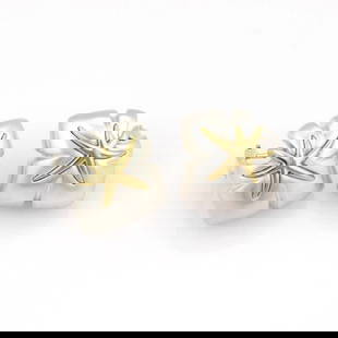 TIFFANY & CO. STARFISH EARRINGS1 IVY STERLING STERLING 18K GOLD LEAF CLIP ON: TIFFANY & CO. STARFISH EARRINGS1 IVY STERLING STERLING 18K GOLD LEAF CLIP ON Tiffany & Co.1991 Ivy 925 Sterling 18k YGold Starfish Leaf Clip On Earrings Description This is an authentic vintage pair o