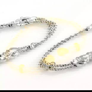 TIFFANY & CO. HEARTS BRACELET STERLING SILVER 18K GOLD ROPE CHAIN STYLE: TIFFANY & CO. HEARTS BRACELET STERLING SILVER 18K GOLD ROPE CHAIN STYLE Tiffany & Co. Sterling 18k Gold Double Hearts Charms Rope Chain Bracelet Description This is a beautiful bracelet by Tiffany & C