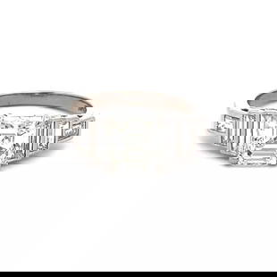 2.95 CARAT ASSCHER CUT AND BAGUETTE SHAPE DIAMOND PLATINUM ENGAGEMENT RING: 2.95 CARAT ASSCHER CUT AND BAGUETTE SHAPE DIAMOND PLATINUM ENGAGEMENT RING Title: 2.95 Carat Asscher Cut F VS2 and Baguette Shape F VS2 Diamond Platinum Engagement Ring Style: Engagement Metal: Platin