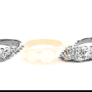 4.12 CARAT OLD EUROPEAN CUT DIAMOND 14 KARAT ROSE GOLD FIVE-STONE RING: 4.12 CARAT OLD EUROPEAN CUT DIAMOND 14 KARAT ROSE GOLD FIVE-STONE RING Title: 4.12 Carat Old European Cut M-J SI1-I3 Diamond 14 Karat Rose Gold Five-Stone Ring Ring Style: Five-Stone Ring Metal: 14 Ka