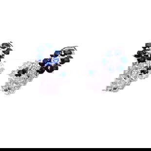 3.18 CARAT ROUND DIAMOND 2.50 CARAT SAPPHIRE 18K WG CLIP ON EARRINGS: 3.18 CARAT ROUND DIAMOND 2.50 CARAT SAPPHIRE 18K WG CLIP ON EARRINGS Title: 3.18 Carat Round Brilliant G VS1 Diamond 2.50 Carat Round Brilliant Sapphire 18 Karat White Gold Clip On Earrings Style: Cli