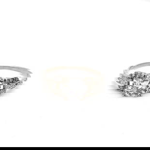 1.33 CARAT CIRCULAR BRILLIANT AND ROUND BRILLIANT DIAMOND PLATINUM ART DECO RING: 1.33 CARAT CIRCULAR BRILLIANT AND ROUND BRILLIANT DIAMOND PLATINUM ART DECO RING Title: 1.33 Carat Circular Brilliant Cut E SI2 and Round Brilliant G SI1 Diamond Platinum Art Deco Ring Style: Art Deco