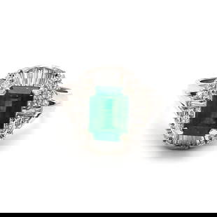 3.00 CARAT EMERALD 0.72 CARAT MIXED CUT DIAMOND PLATINUM GEMS STONE RING: 3.00 CARAT EMERALD 0.72 CARAT MIXED CUT DIAMOND PLATINUM GEMS STONE RING Title: 3.00 Carat Emerald Cut Emerald 0.72 Carat Tapered Baguette Shape I VS1 and Round Brilliant I VS1 Diamond Platinum Gems S