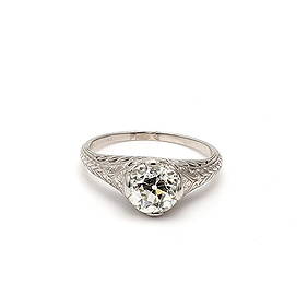 1.49 CARAT OLD EUROPEAN CUT M SI1 DIAMOND PLATINUM ART DECO RING (1 of 2)