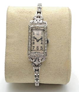 14K WHITE GOLD VINTAGE LADY'S WATCH 2.00CTS OF DIAMONDS, 17J: 14K WHITE GOLD VINTAGE LADY'S WATCH 2.00CTS OF DIAMONDS, 17J 14k White Gold Vintage Watch 2.00cts of Diamonds, 17j Condition: Used Material: 14k solid White Gold case and band (NOT filled/plated). Mov