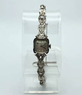14K SOLID WHITE GOLD VINTAGE WOMAN'S BULOVA WATCH WITH DIAMONDS 23J MOVEMENT: 14K SOLID WHITE GOLD VINTAGE WOMAN'S BULOVA WATCH WITH DIAMONDS 23J MOVEMENT 14k White Gold Vintage Woman's Bulova Watch with Diamonds 23j movement You are bidding on a 14k White Gold Vintage Woman's