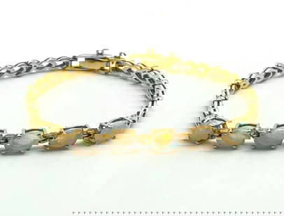 14K GOLD BRACELET WITH NATURAL AAA QUALITY OPALS   7.25 INCHES: 14K GOLD BRACELET WITH NATURAL AAA QUALITY OPALS 7.25 INCHES 14k Gold Bracelet with center row of Natural AAA Quality Opals Condition: Used Material: 14k Yellow Gold Weight: 12.6 grams Bracelet Size: