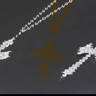 CROSS NECKLACE WITH DIAMONDS 0.12CT 18K YELLOW GOLD 1.8G ADJUSTABLE: CROSS NECKLACE WITH DIAMONDS 0.12CT 18K YELLOW GOLD 1.8G ADJUSTABLE 1E0774 Style : Necklace Length (Approx.) : Max 43cm Width (Approx.) : 0.1mm Pendant (Top) Size (Approx.) : 1 x 1.3 cm Material : Yel