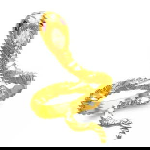 NEW 14K YELLOW GOLD LADIES SNAKE FASHION CZ RING: NEW 14K YELLOW GOLD LADIES SNAKE FASHION CZ RING 14K Yellow Gold Size 7 Approx. 33mm Wide High Polished/Cubic Zirconia Weight: 4.2 Grams