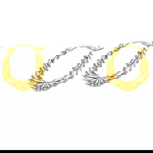 NEW 14K YELLOW GOLD FANCY HOLLOW HOOP EARRINGS 14K Yellow Gold NEW FANCY HOLLOW HOOP EARRINGS: NEW 14K YELLOW GOLD FANCY HOLLOW HOOP EARRINGS 14K Yellow Gold NEW FANCY HOLLOW HOOP EARRINGS WEIGHT: 0.4g