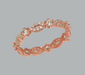 NEW 14K ROSE GOLD FULL ETERNITY CZ BAND RING SIZE 6: NEW 14K ROSE GOLD ETERNITY BAND New 14K rose gold full eternity band ring 3.5mm Wide Well made rings. prong set with full cut cz. Ring size is 6 Polished finish Apx weight is 1.7g