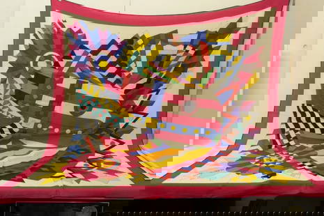 AUTHENTIC HERMES CASHMERE SHAWL CHEVAL DE FETI BAJTLIK PINK HORSE 140CM SCARF: AUTHENTIC HERMES CASHMERE SHAWL CHEVAL DE FETI BAJTLIK PINK HORSE 140CM SCARF Cheval de Feti Jan Bajtlik Height & Width: 140cm (55 inches) 70% Cashmere, 30% Silk Pink Border, White, Multicolor Large S
