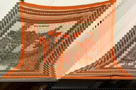 AUTHENTIC HERMES CASHMERE SILK SCARF SELLE DE DIGNITARIE ORANGE 140CM SHAWL WRAP: AUTHENTIC HERMES CASHMERE SILK SCARF SELLE DE DIGNITARIE ORANGE 140CM SHAWL WRAP Selle De Dignitarie Dignitary Saddle Wlodek Kaminski Manufactured: France Female, Ladies Height & Width: 140cm (55 inch