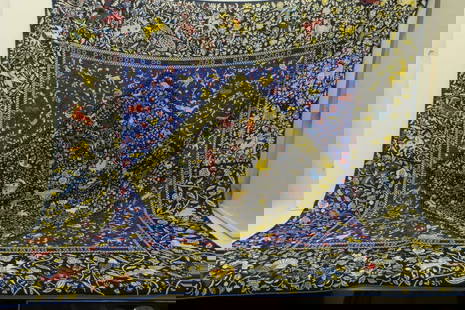 AUTHENTIC HERMES CASHMERE SHAWL JARDINS DE SOIE FLORAL BLUE HENRY 140CM SCARF: AUTHENTIC HERMES CASHMERE SHAWL JARDINS DE SOIE FLORAL BLUE HENRY 140CM SCARF Jardins de Soie Christine Henry Height & Width: 140cm (55 inches) 70% Cashmere, 30% Silk Blue, Yellow, White, Red Large Sh