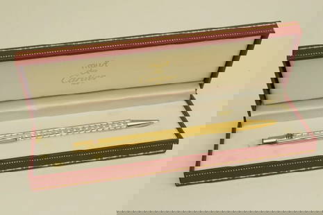 AUTHENTIC CARTIER TRINITY BALLPOINT PEN GOLD WAVY STRIPE OFFICE DESK COLLECTIBLE: AUTHENTIC CARTIER TRINITY BALLPOINT PEN GOLD WAVY STRIPE OFFICE DESK COLLECTIBLE Cartier Trinity St. Bille Must Chevron PO Ballpoint Pen ST150057 Desk, Office, Home, Collectible Manufactured: France G