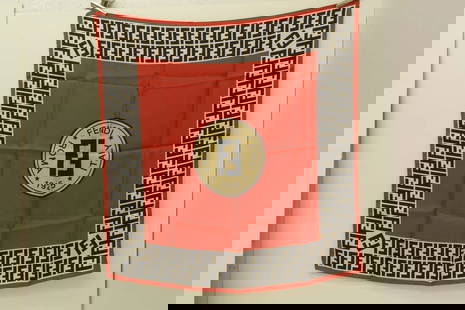 AUTHENTIC FENDI ROMA 100% SILK SCARF 66CM RED FF LOGO BORDER SIGNATURE WRAP: AUTHENTIC FENDI ROMA 100% SILK SCARF 66CM RED FF LOGO BORDER SIGNATURE WRAP Fendi Roma Classic, Signature, Logo, FF Manufactured: Italy Female, Ladies Height & Width: 66cm (25.9 inches) Square/Bandana