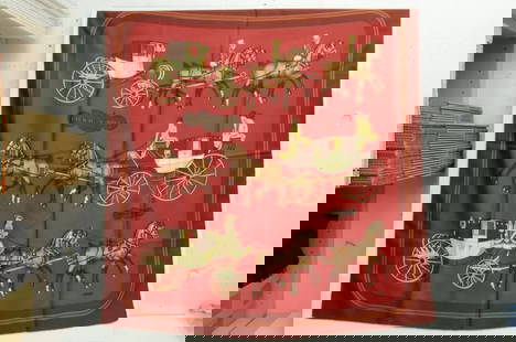 AUTHENTIC HERMES 100% SILK SCARF COACH & SADDLE RED PHILIPPE LEDOUX VINTAGE 90CM: AUTHENTIC HERMES 100% SILK SCARF COACH & SADDLE RED PHILIPPE LEDOUX VINTAGE 90CM Philippe Ledoux Manufactured: France 1977 Female, Ladies Height & Width: 90cm (35.4 inches) Horse, Equestrian Bandana/S