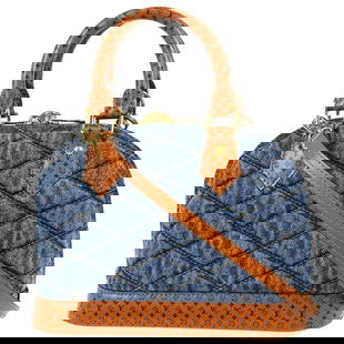 LOUIS VUITTON DENIM LEATHER MALLETAGE ALMA BB 2WAY HANDBAG: LOUIS VUITTON DENIM LEATHER MALLETAGE ALMA BB 2WAY HANDBAG Louis Vuitton Denim Leather Malletage Alma BB 2way Handbag M55048 Description OUTSIDE : A+: VERY GOOD CONDITION!! Minor scratches on the leat