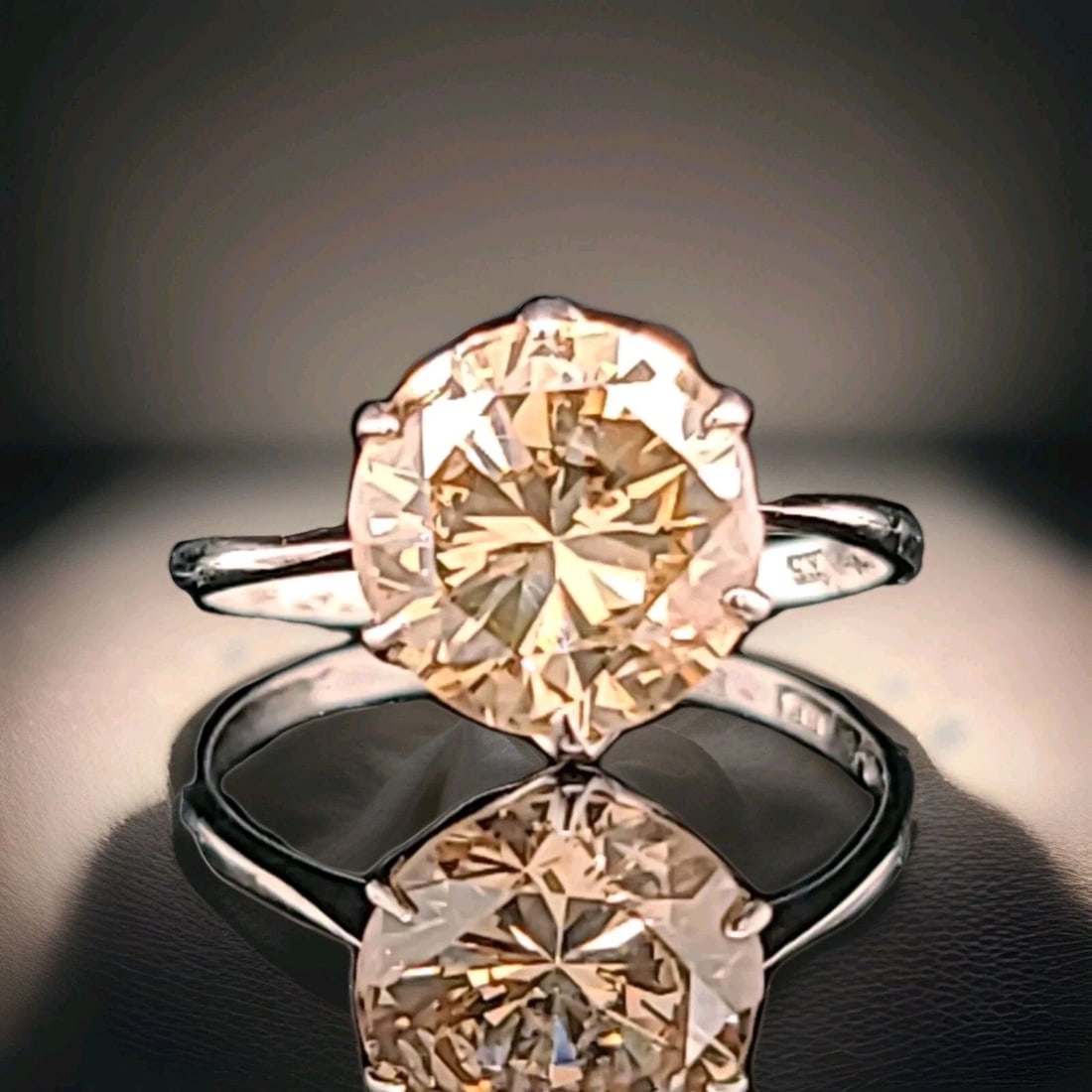 3.01CT. PLATINUM ART DECO ENGAGEMENT RING NATURAL CHAMPAGNE DIAMOND CIRC 1930'S (1 of 2)