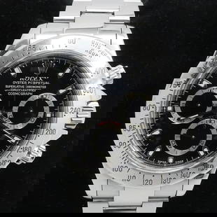 ROLEX DAYTONA 116520 OYSTER PERPETUAL CHRONOGRAPH 40MM BOX & PAPERWORK: ROLEX DAYTONA 116520 OYSTER PERPETUAL CHRONOGRAPH 40MM BOX & PAPERWORK Rolex Daytona Oyster Perpetual Chronograph Case Size - 40mm Ref # 116520 Serial # P80**** Serial Year - 2000/2001 Full Bracelet F