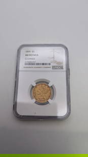 1899 $5 GOLD LIBERTY HEAD HALF EAGLE COIN NGC AU DETAILS: 1899 $5 Gold Liberty Half Eagle NGC - AU Details Cleaned